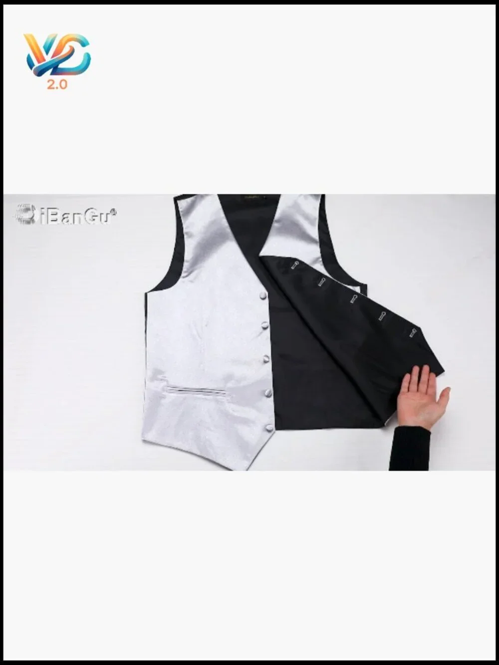 Men's Satin Vest and Tie Set, V-Neck, Adjustable Back, Formal Wear